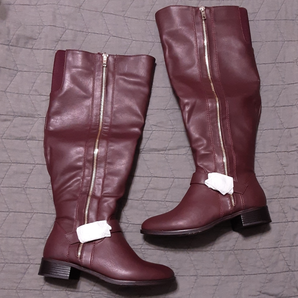 Shoedazzle Balmani Side Zip Boot Size 6.5 Wide Calf